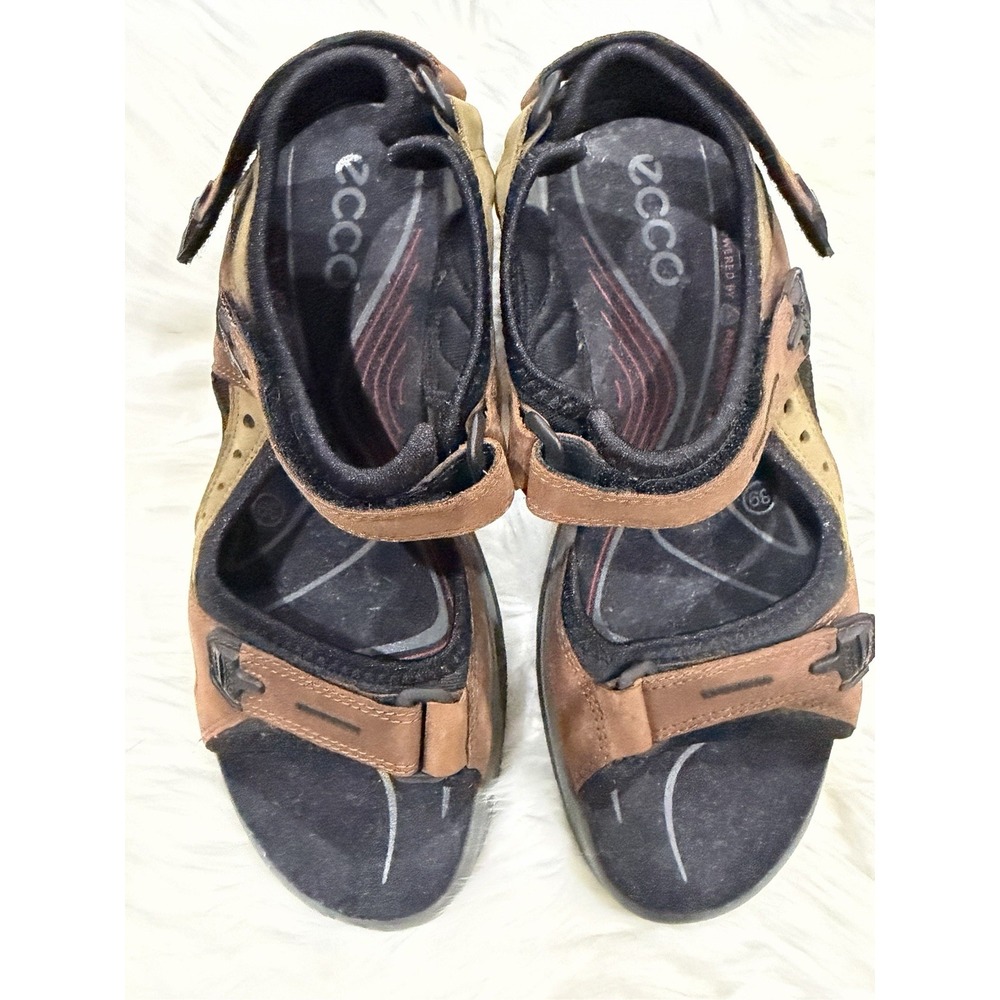 ECCO Womens Sport Sandals Size EU 39 US 8-8.5 Brown Leather Outdoor Walking Shoe
